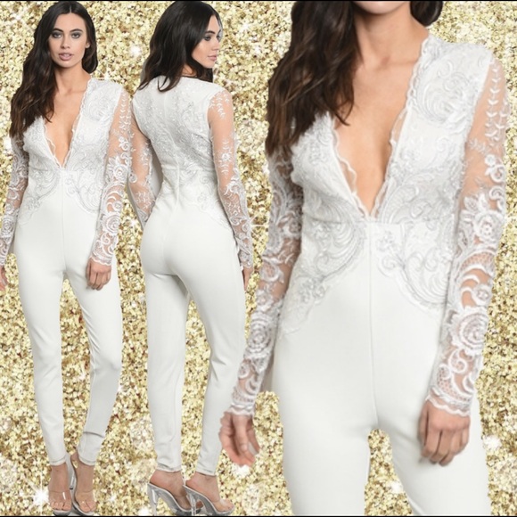 white and silver jumpsuit